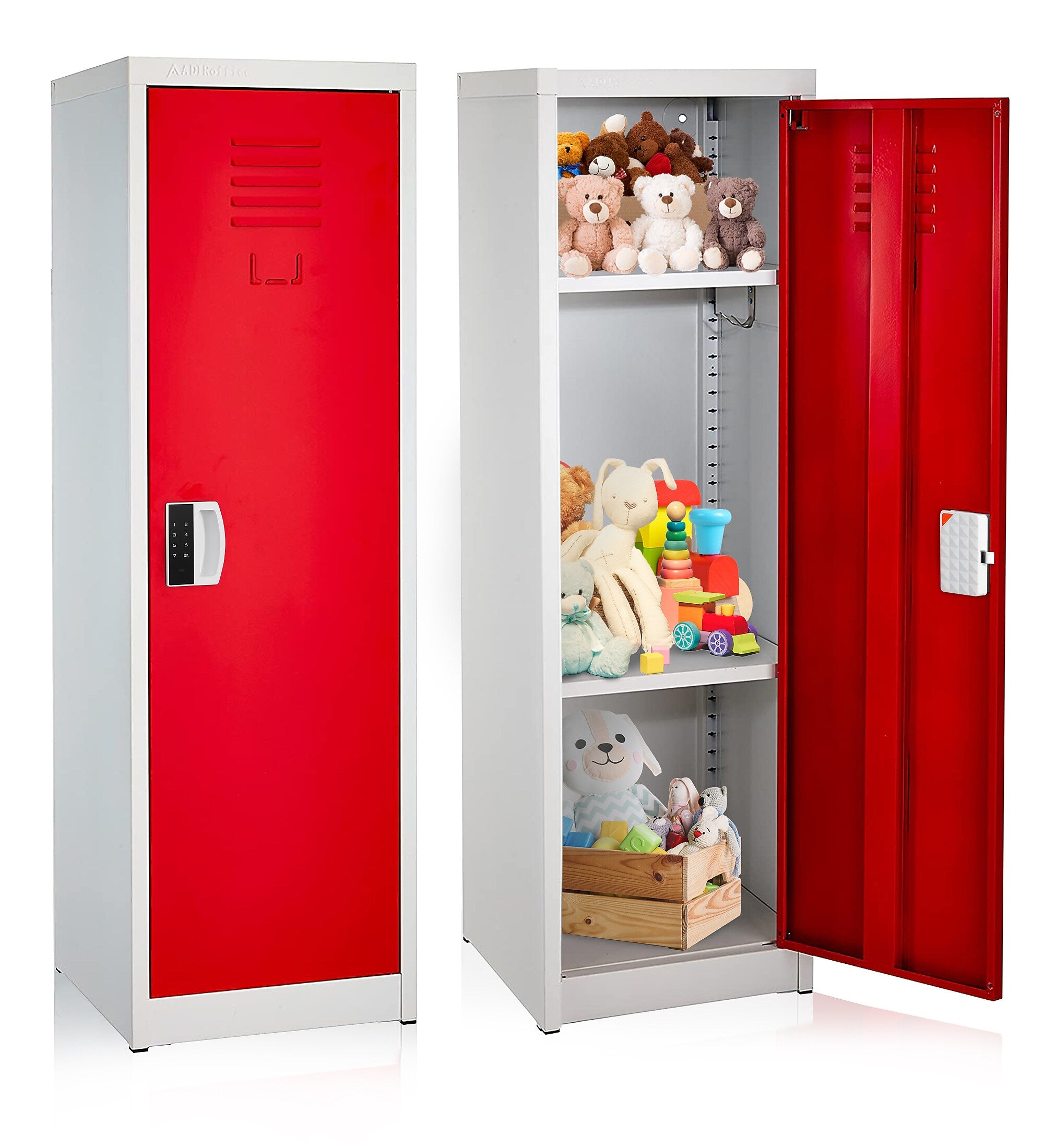 AdirOffice 48"H Single Tier Red Storage Locker (ADI629-01-RED-DL)