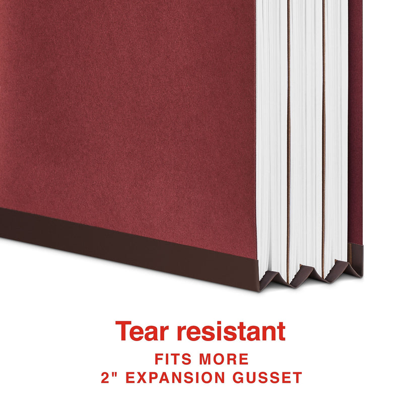 Staples 60% Recycled Heavy Duty Pressboard Classification Folder, 2-Dividers, 2" Expansion, Letter Size, Red, 10/Box (ST62560)