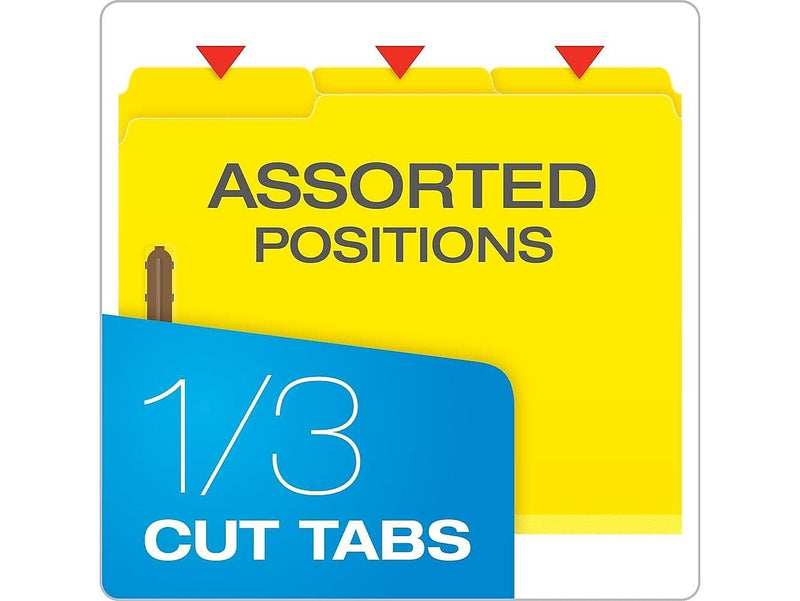 Pendaflex Recycled Pressboard Fastener Folders, 1/3-Cut Tab, Letter Size, Yellow, 25/Box (15939GW)