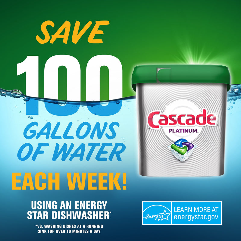 Cascade Platinum ActionPacs Dishwashing Detergent Pacs, Fresh Scent, 59 Pacs/Pack (97726)