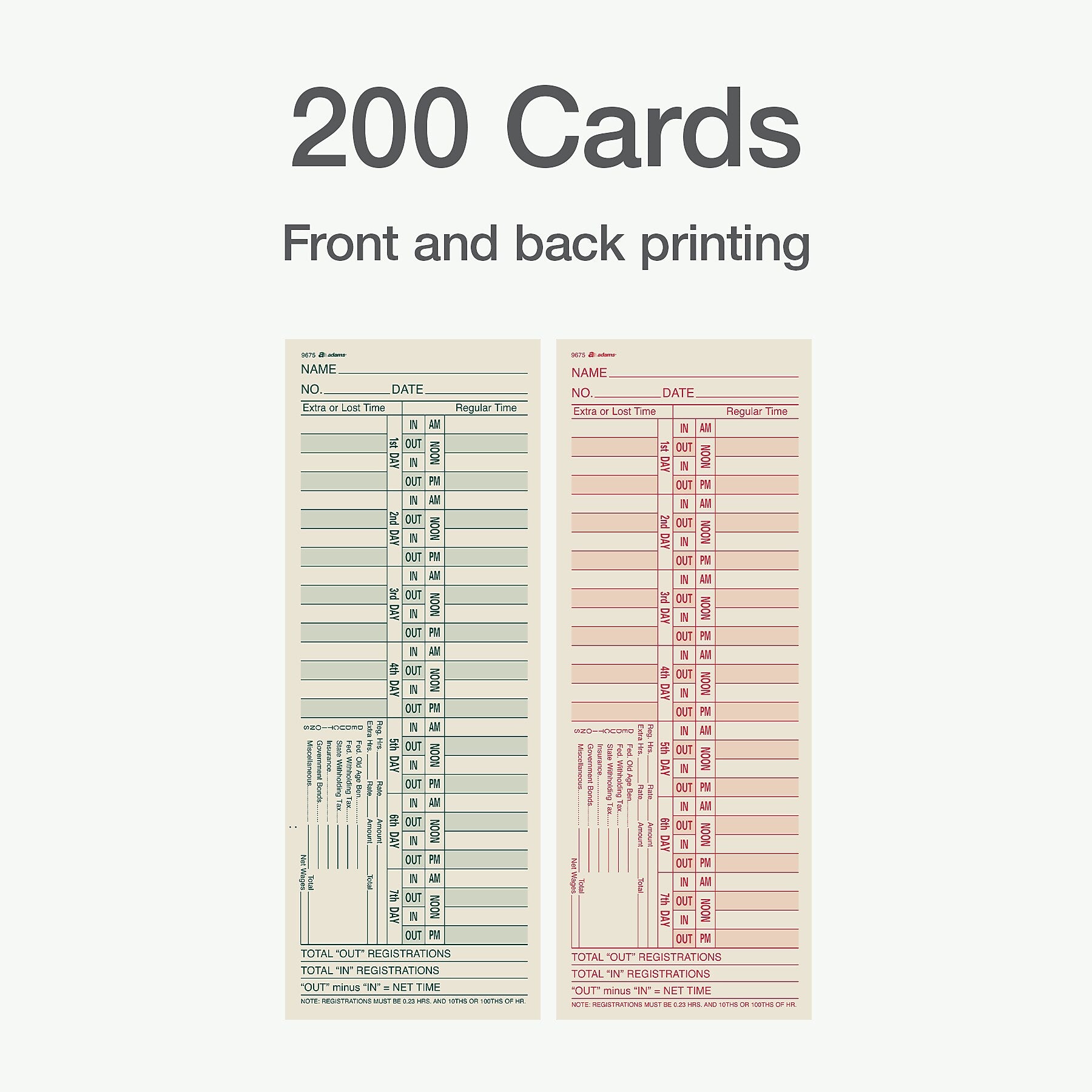 Adams Time Cards, 200/Pack (ABF 9675-200)