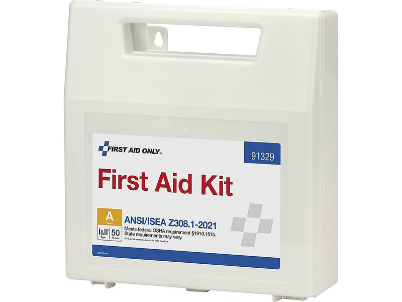 First Aid Only Plastic First Aid Kit, ANSI 2021 Class A, 50 People, 184 Pieces (91329)