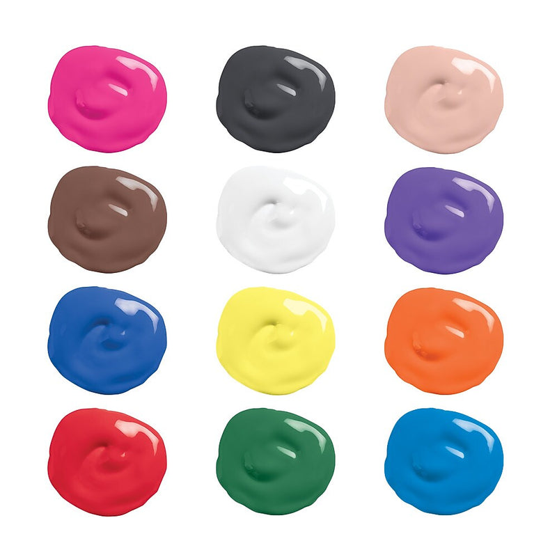 Prang Ready-To-Use Washable Tempera Paint, Assorted Colors, 16 oz., 12/Carton (21696)