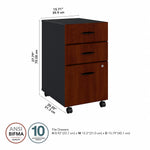 Bush Business Furniture Cubix 3-Drawer Mobile Vertical File Cabinet, Letter/Legal Size, Lockable, Hansen Cherry (WC94453PSU)
