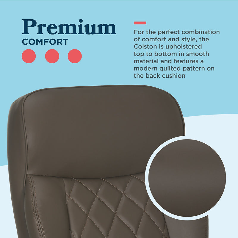 La-Z-Boy Colston Ergonomic Vegan Leather Swivel Executive Chair, Mocha Brown (60120-MBRN)