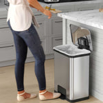 halo AirStep Stainless Steel Rectangular Step Pedal Trash Can with AbsorbX Odor Control System, 13 Gal., Silver (TR13SS)