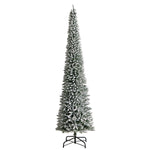 Nearly Natural 12-ft Flocked Pencil Artificial Christmas Tree with 1000 Clear Lights and 1819 Bendable Branches (T3333)