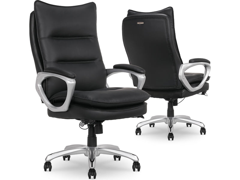 La-Z-Boy Jenkins Ergonomic Bonded Leather Executive Big & Tall Chair, 400 lb. Capacity, Black (60075-BLK)