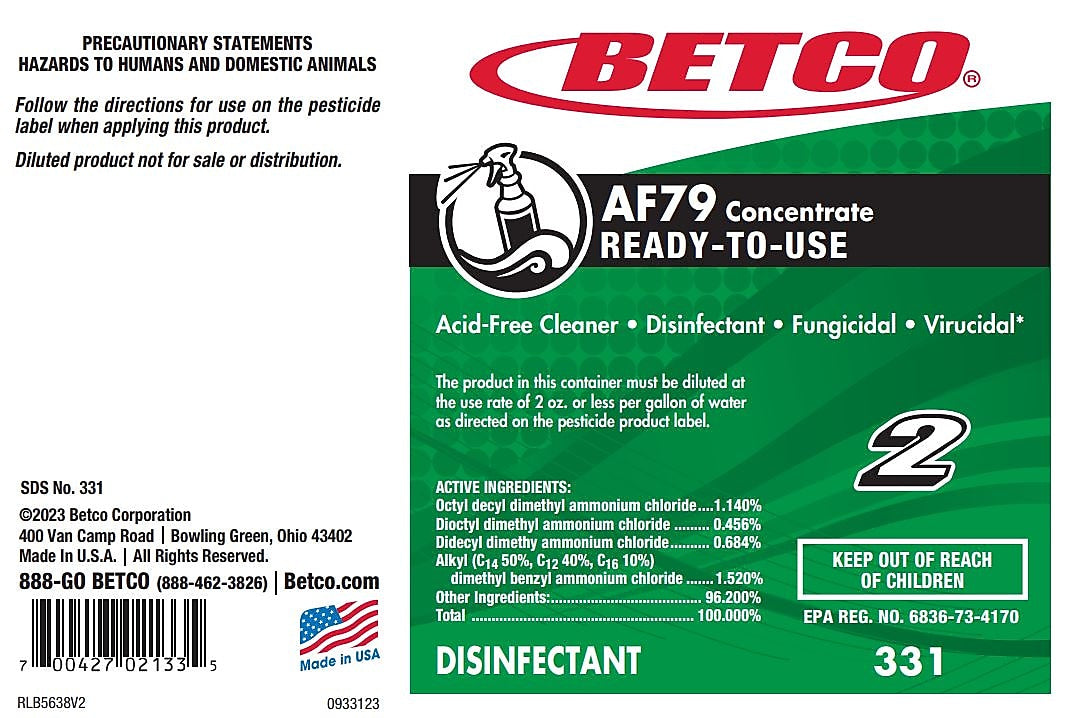 Betco AF79 Concentrate Secondary Label, 24/Pack (3319090)