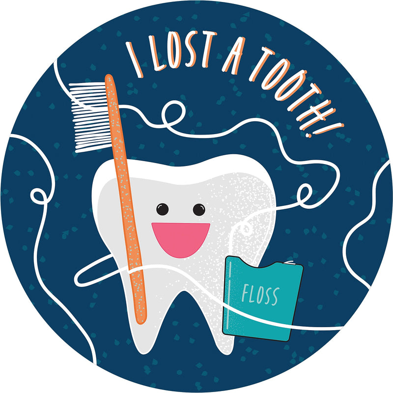 Barker Creek Lost a Tooth Stickers/Badges, 2.37" Dia., Multicolored, 192/Set (4445)