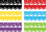 Barker Creek Double-Sided Scalloped Border Set, 36" x 2.25", Happy, 6 designs, 78/Set (BC947)