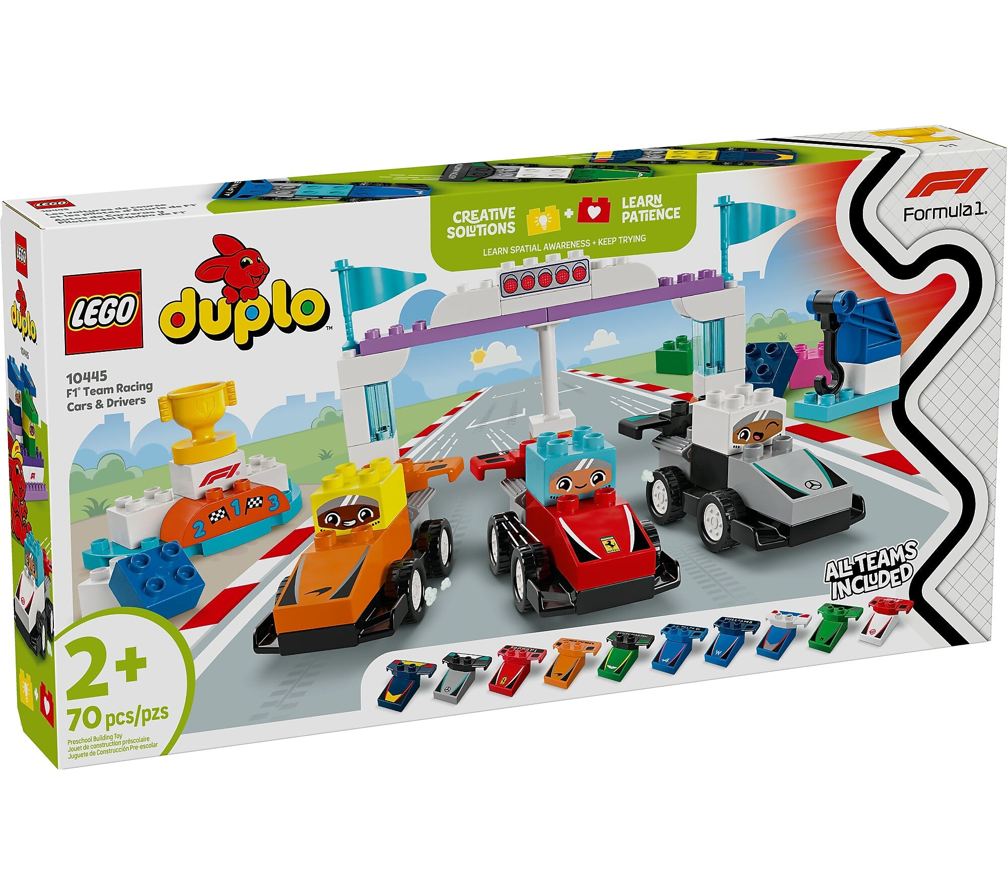 LEGO DUPLO Town F1 Team Race Cars & Drivers, 70 Pieces (10445)
