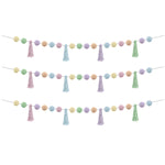 Teacher Created Resources Pom-Poms and Tassels Garland, 5" x 5', Pastel Pop, 3 Packs/Bundle (TCR9207-3)