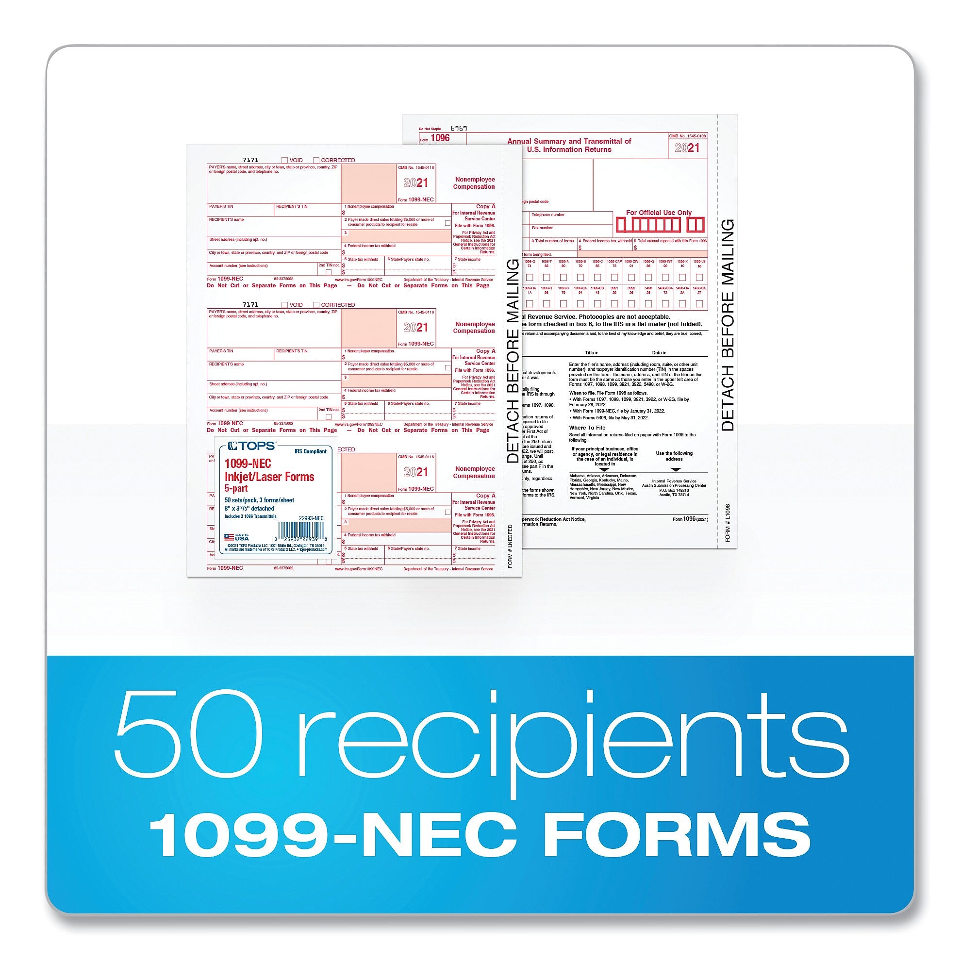 FORM,5 PT FORMS,50/PK,WH