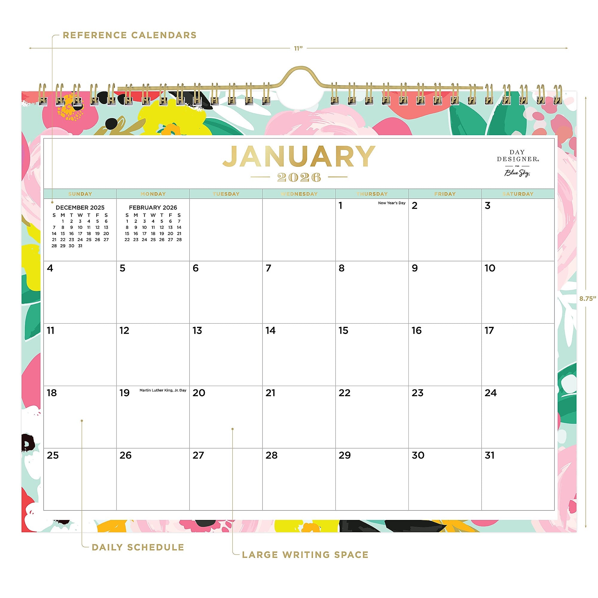 2026 Day Designer for Blue Sky Secret Garden 11" x 8.75" Monthly Desk Calendar (148632-26)
