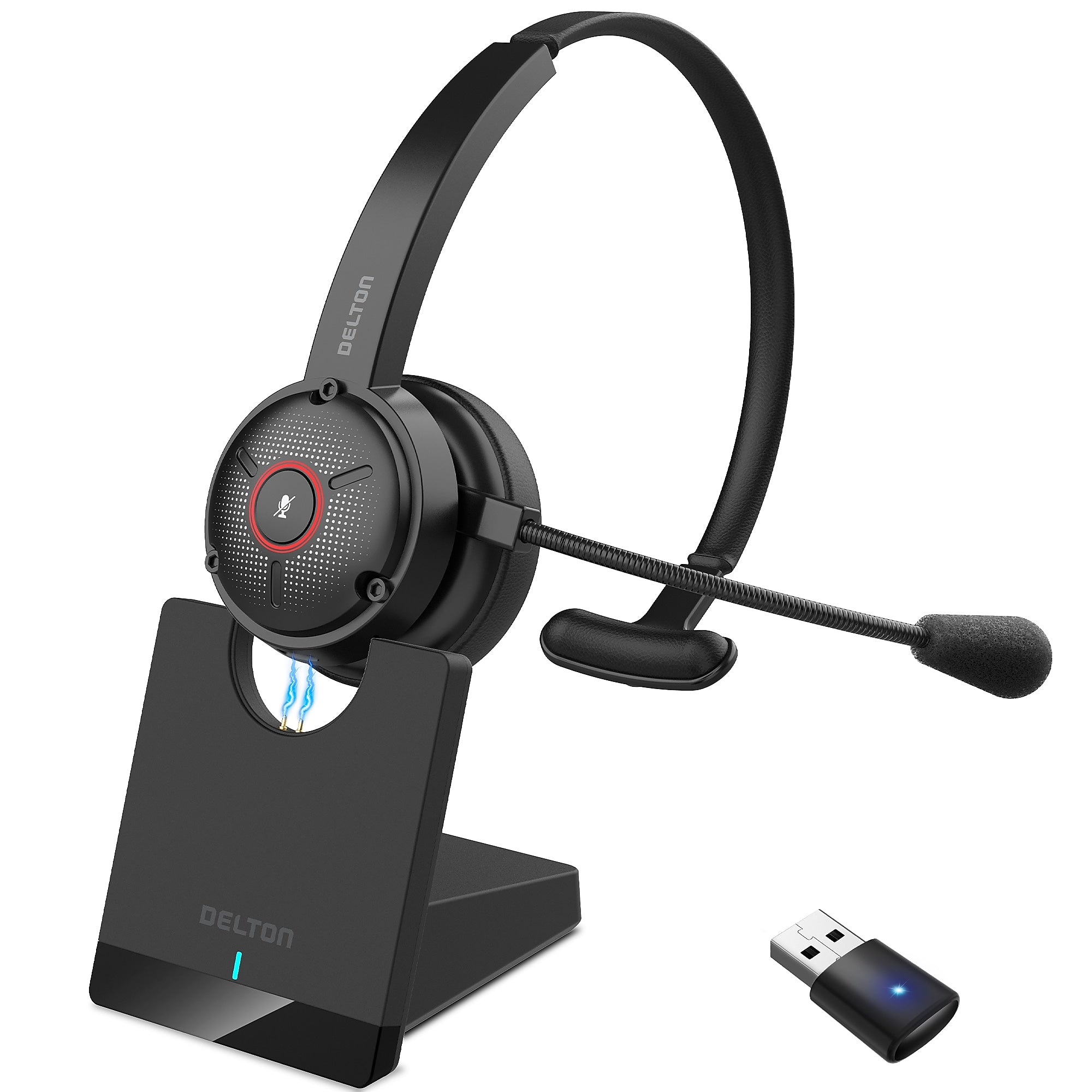 Delton 50X Pro Wireless Noise Canceling Bluetooth Mono Computer On-Ear Headset, Black (DBTHEAD50XBTDL)