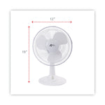 Alera 12" 3-Speed Oscillating Desk Fan, Plastic, White (ALEFAN122W)
