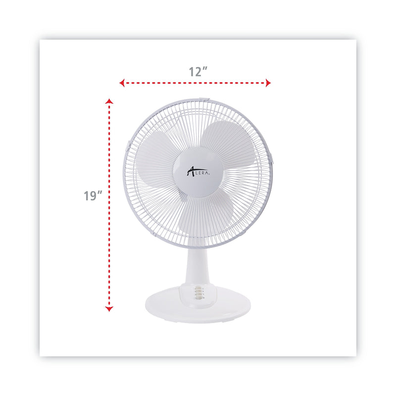Alera 12" 3-Speed Oscillating Desk Fan, Plastic, White (ALEFAN122W)