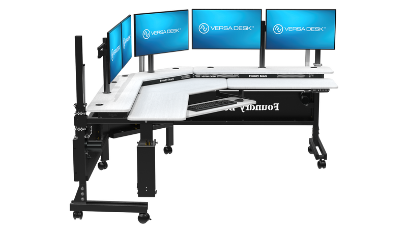 VersaDesk Foundry Bench 80"W Electric Corner Adjustable Standing Desk, White/Black (FBC8080-BW-APP)