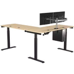 VersaDesk PowerLift 72"W Electric L-Shaped Adjustable Standing Desk, Maple/Black (PLLSD7272-BM-APP )