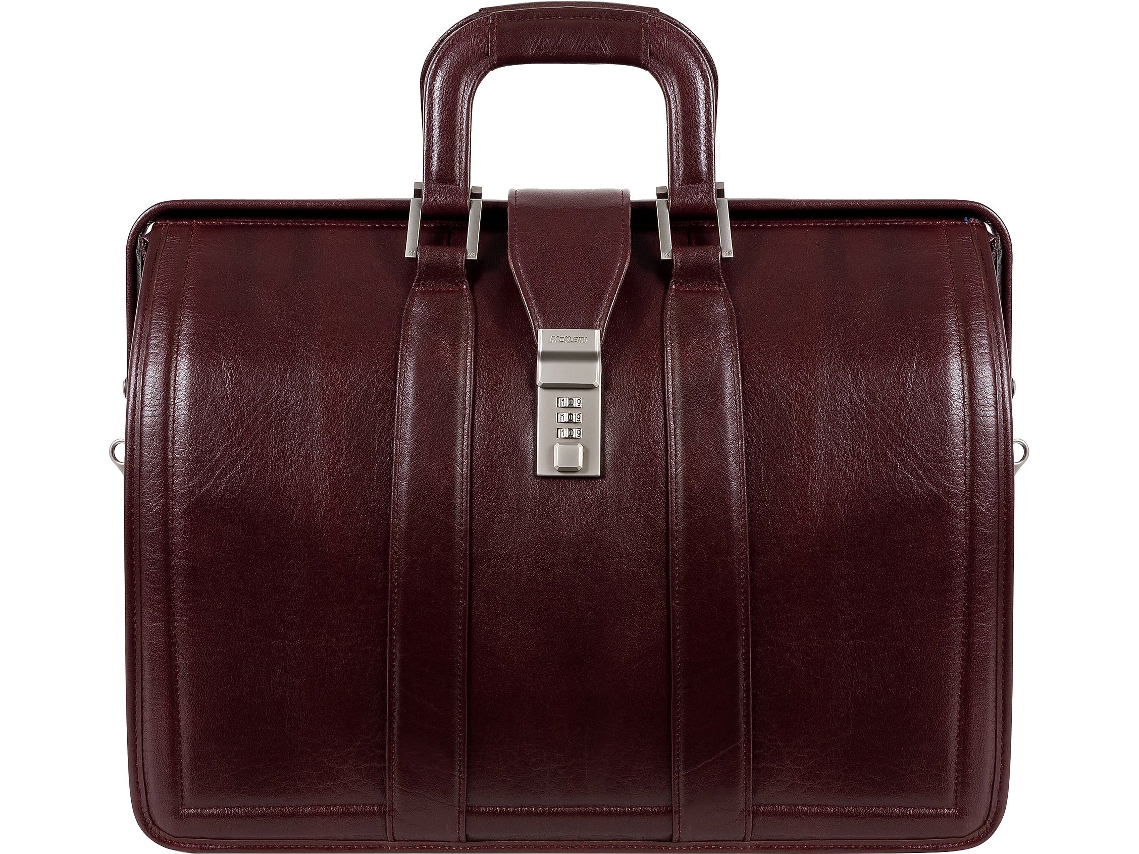 McKlein MORGAN Leather Briefcase, Laptop Compatible, Burgundy (83346)