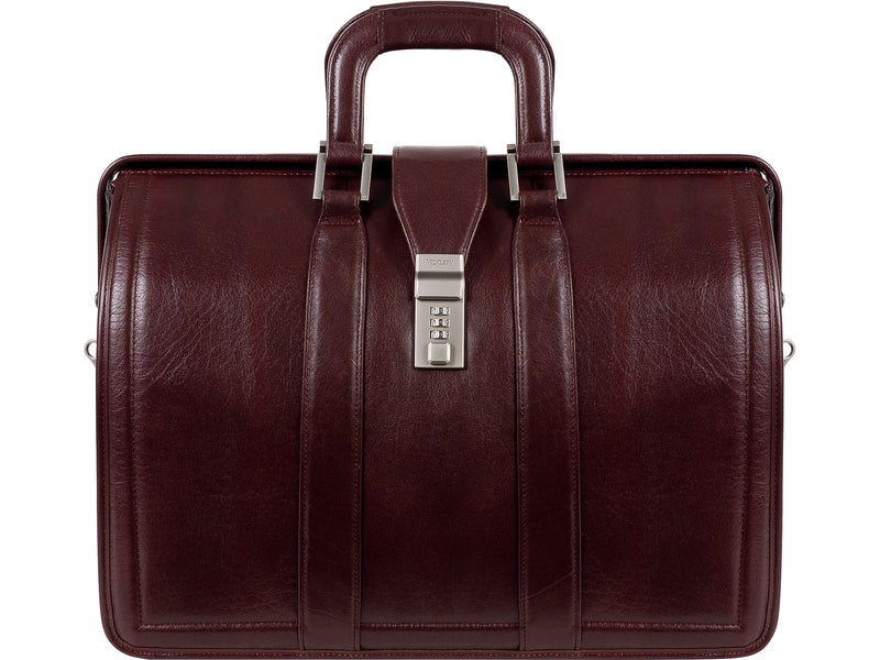 McKlein MORGAN Leather Briefcase, Laptop Compatible, Burgundy (83346)
