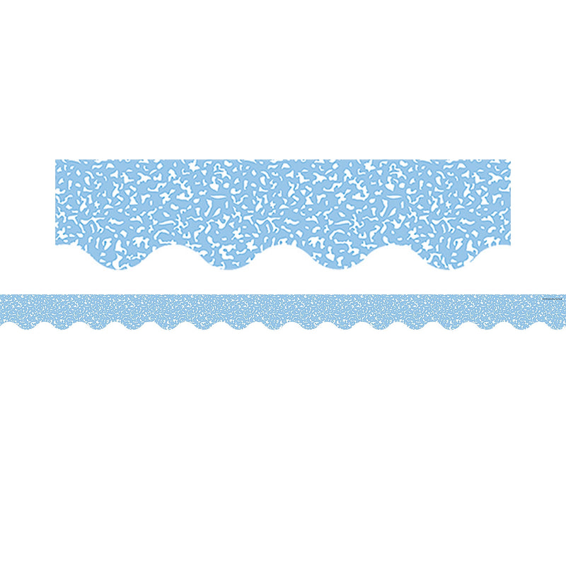 Teacher Created Resources Border Trim, 2.19" x 2.92', Composition Blue Scalloped, 12/Pack, 6 Packs/Bundle (TCR9313-6)