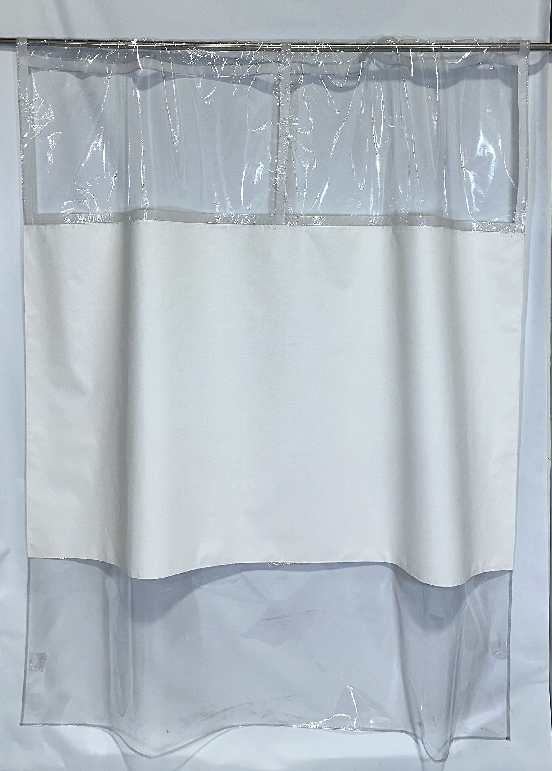 Gary Manufacturing PREA Compliant & Anti-Ligature 70" x 72-96" Vinyl Shower Curtain, Hook & Loop Fold-over, 12/Case (STPADJCFFO)