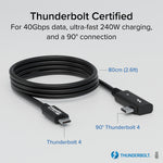 Plugable Thunderbolt 4 240W EPR Cable with Right Angle Connector, Black (TBT4-240W-80CMR)