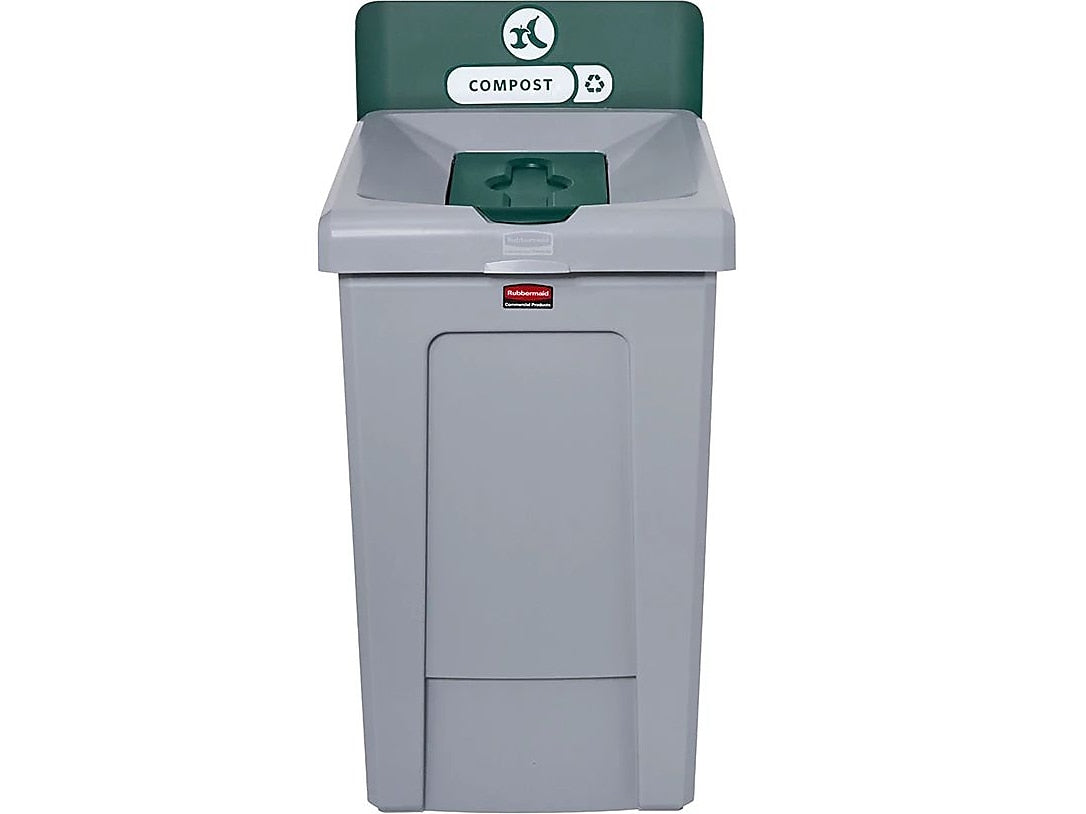 Rubbermaid Slim Jim Single-Stream Recycling Station, 33 Gallon, Gray/Green (2171555)