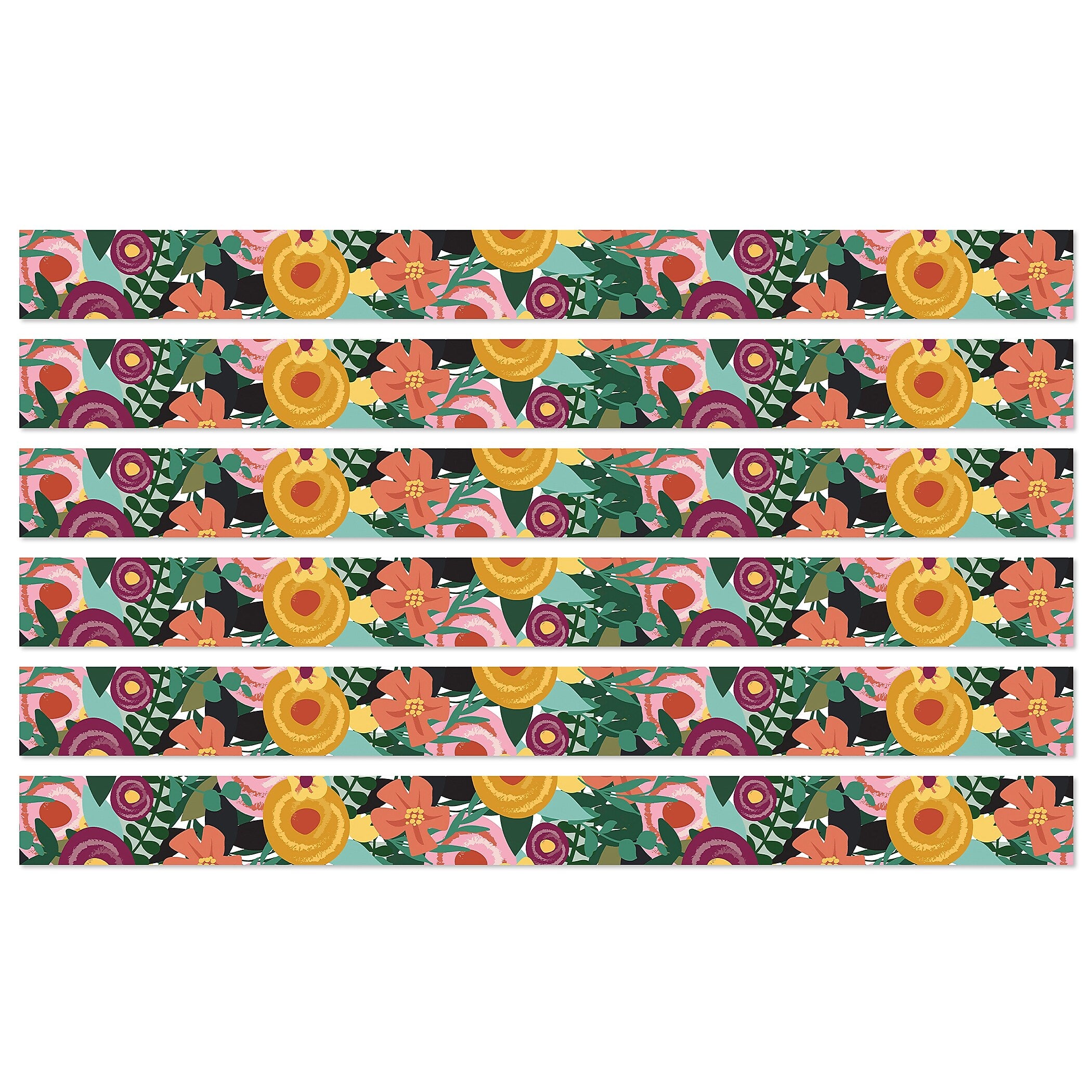 Carson Dellosa Education Grow Together Straight Borders, 3"x 3', Floral Garden, 6/Bundle (CD-108492-6)