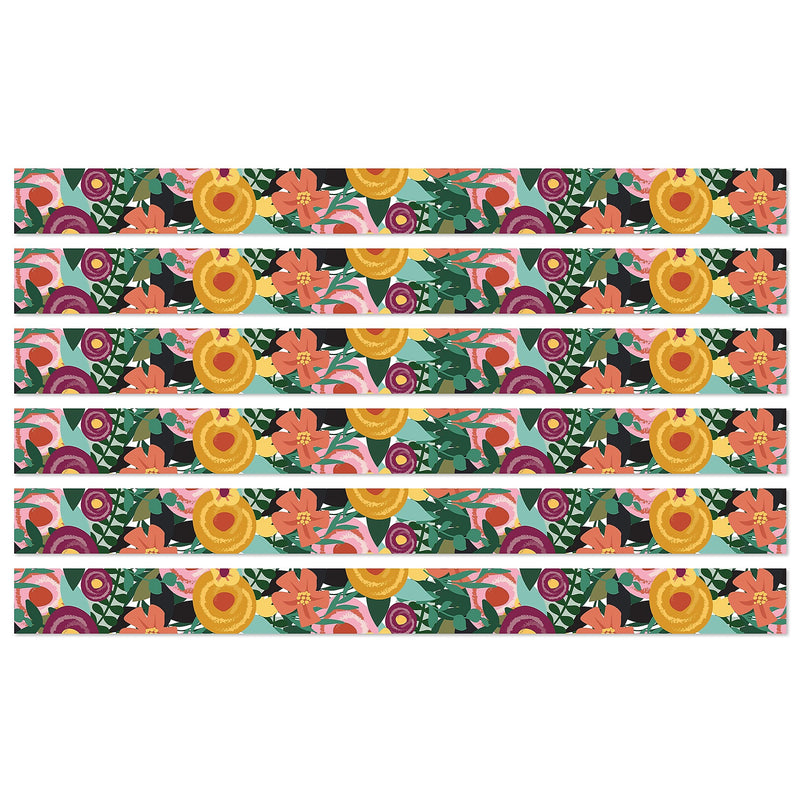 Carson Dellosa Education Grow Together Straight Borders, 3"x 3', Floral Garden, 6/Bundle (CD-108492-6)