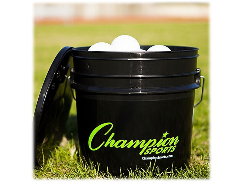 Champion Sports Lacrosse Ball Bucket, White/Black (LBWN36)
