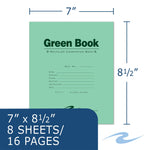 Roaring Spring Paper Products Exam Notebooks, 7" x 8.5", Wide Ruled, 8 Sheets, Green, 600/Case (77508CS)