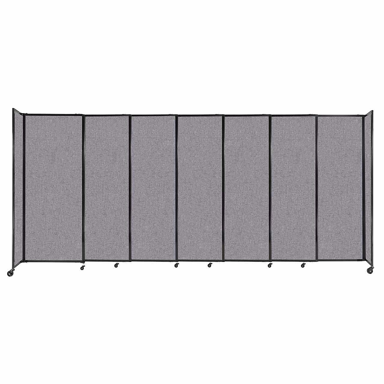 Versare ShieldWall Folding Mobile Room Divider, 82"H x 186"W, Cloud Gray Fabric (DS1911208-1)