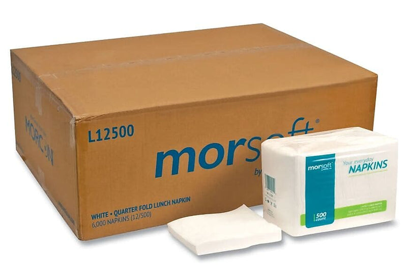 Morcon Morsoft Lunch Napkin, 1-ply, White, 6000 Napkins/Carton (MOR1250)