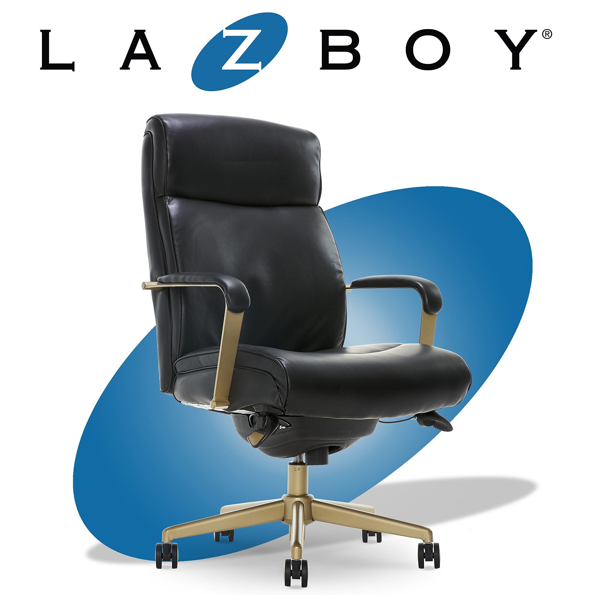La-Z-Boy Melrose Ergonomic Bonded Leather Swivel Executive Chair, Black (CHR10084A)