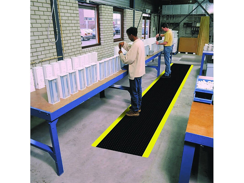 NoTrax Saddle Trax Anti-Fatigue Mat, 60" x 36", Black/Yellow (979S0035YB)