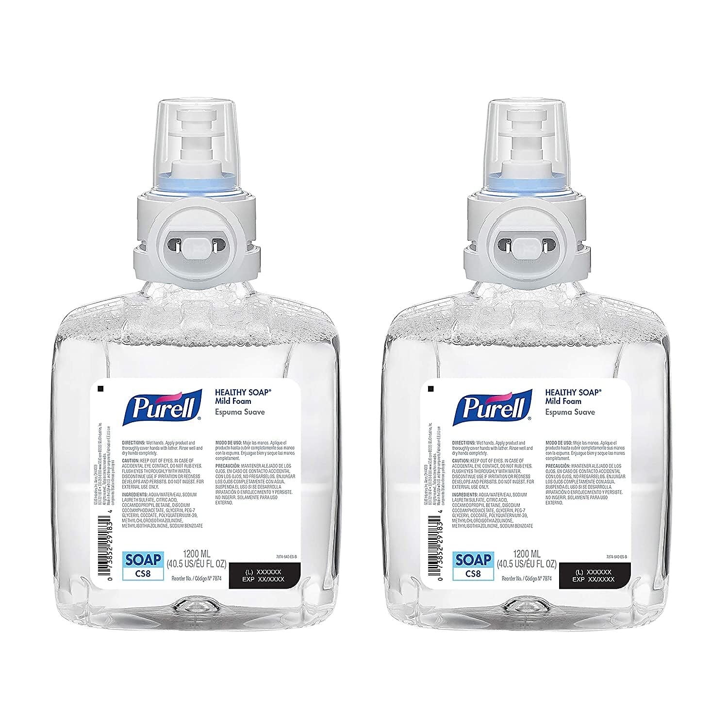 PURELL HEALTHY SOAP Foaming Hand Soap Refill for CS8 Dispenser, 1200 ml, 2/Carton (7874-02)