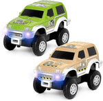 JitteryGit XTRA 4X4 Race Cars for Dinosaur Race Track Set, Green/Tan (000860009329553)