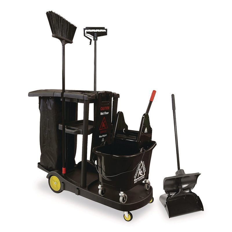 Nexstep Commercial Products Premier 2-Shelf Cleaning Cart with Vinyl Bag (96980)