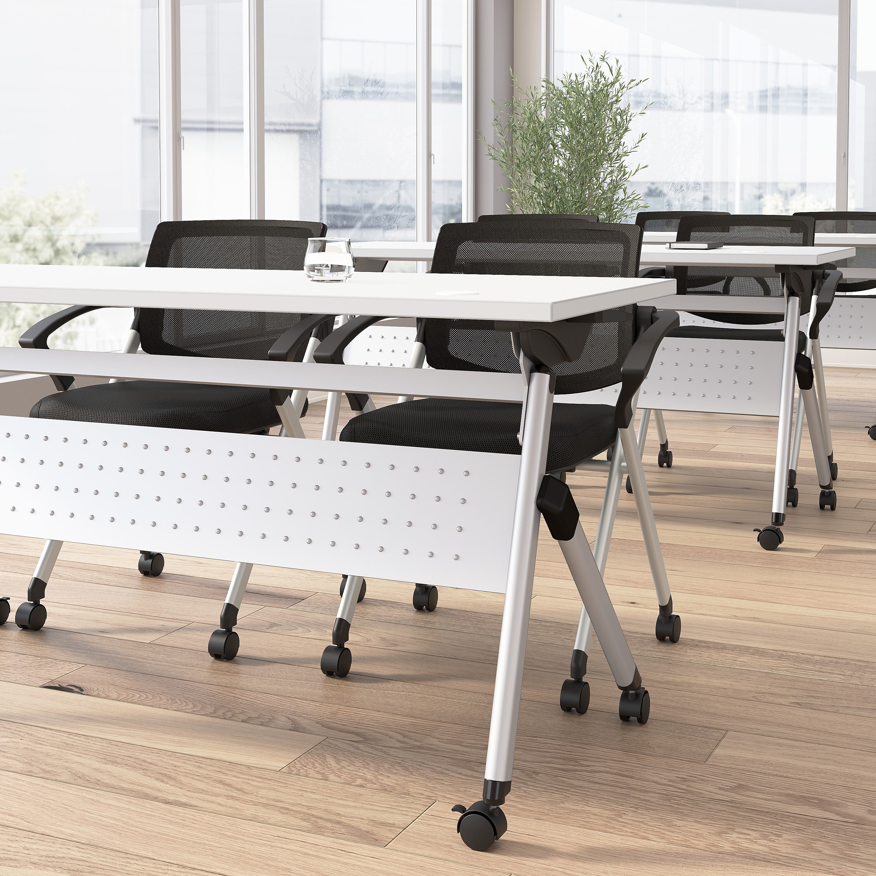 Bush Business Furniture Envision 72"W Foldable Training Room Table, White (NVS010WH)