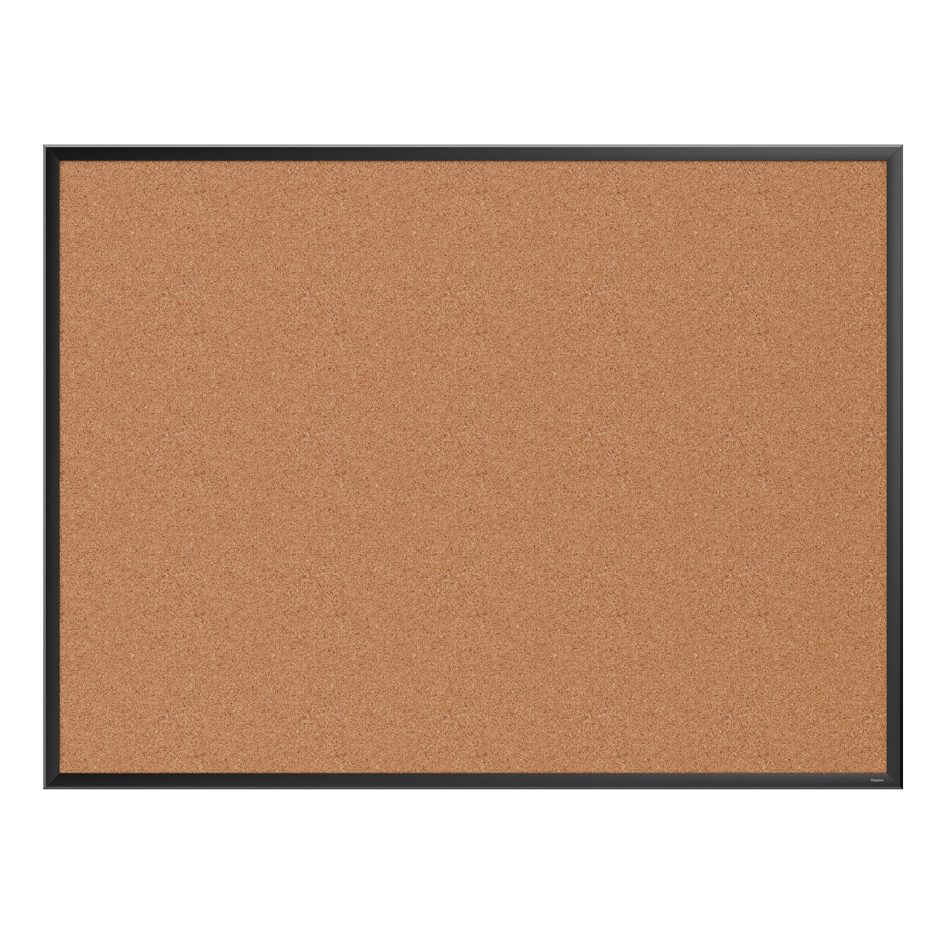 Staples Cork Bulletin Board, Black Frame, 4' x 3' (ST62834)