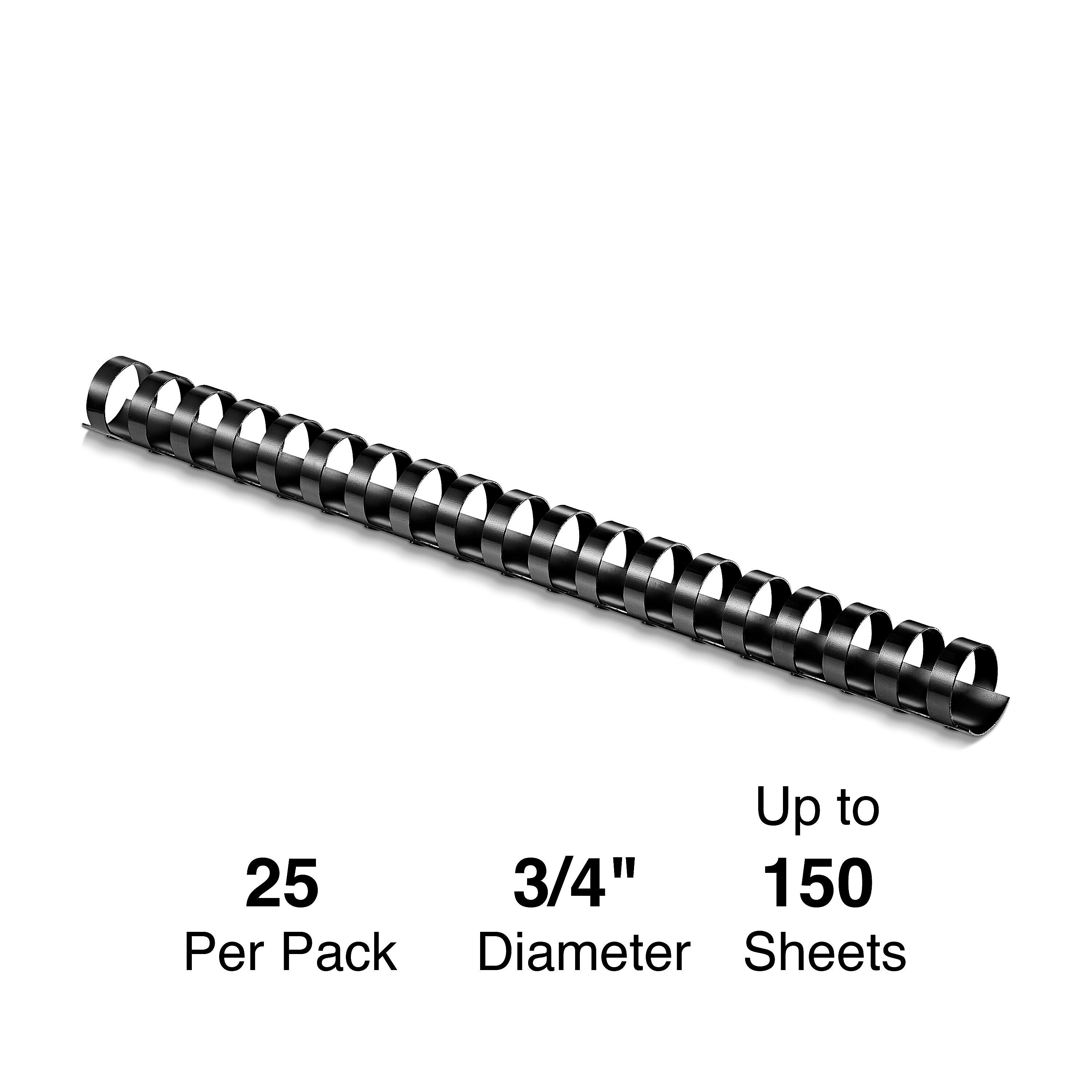 Staples® 3/4" Plastic Binding Spine Comb, 150 Sheet Capacity, Black, 25/Pack (17460/ST17460)