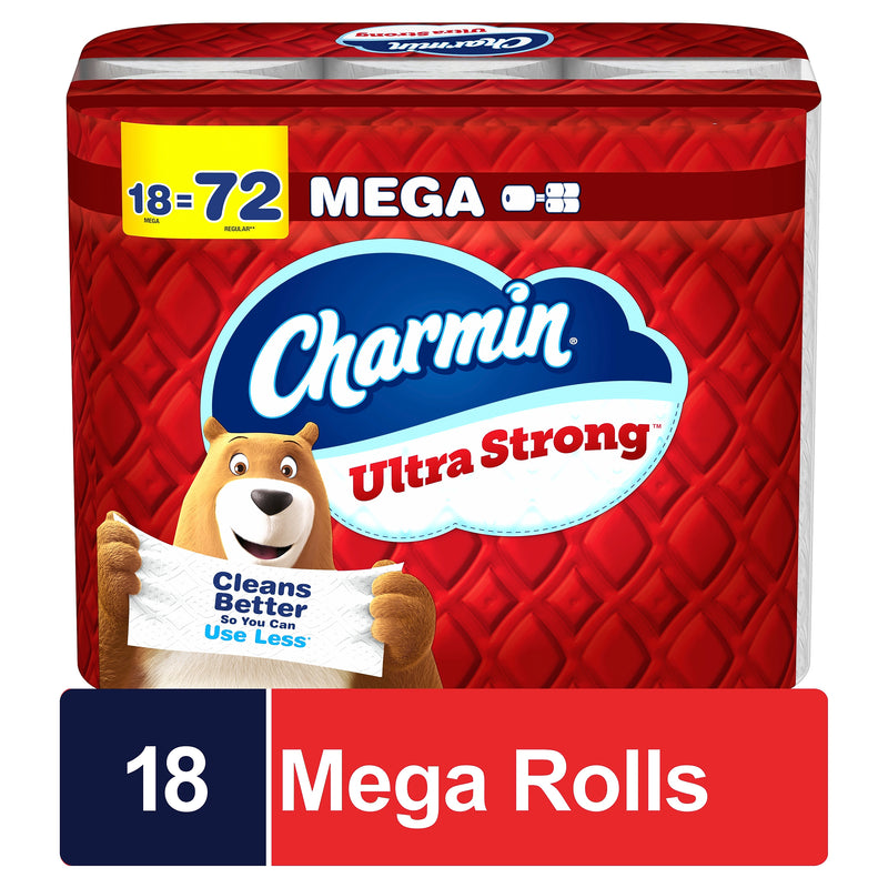 Charmin Ultra Strong Mega Toilet Paper, 2-ply, White, 220 Sheets/Roll, 18 Rolls/Case (11055/15704)