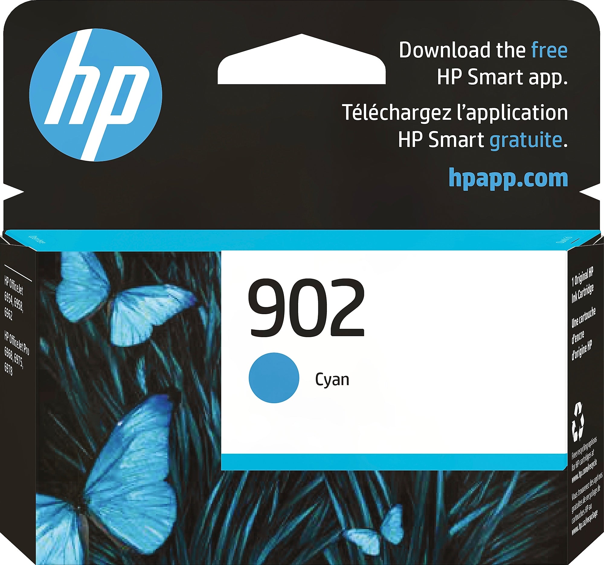 HP 902 Cyan Standard Yield Ink Cartridge, Prints Up to 315 Pages (T6L86AN#140)