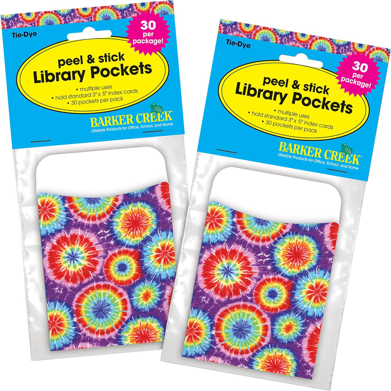 Barker Creek Tie-Dye Library Pockets, 5.125" x 3.5", 60/Set (BC3818)