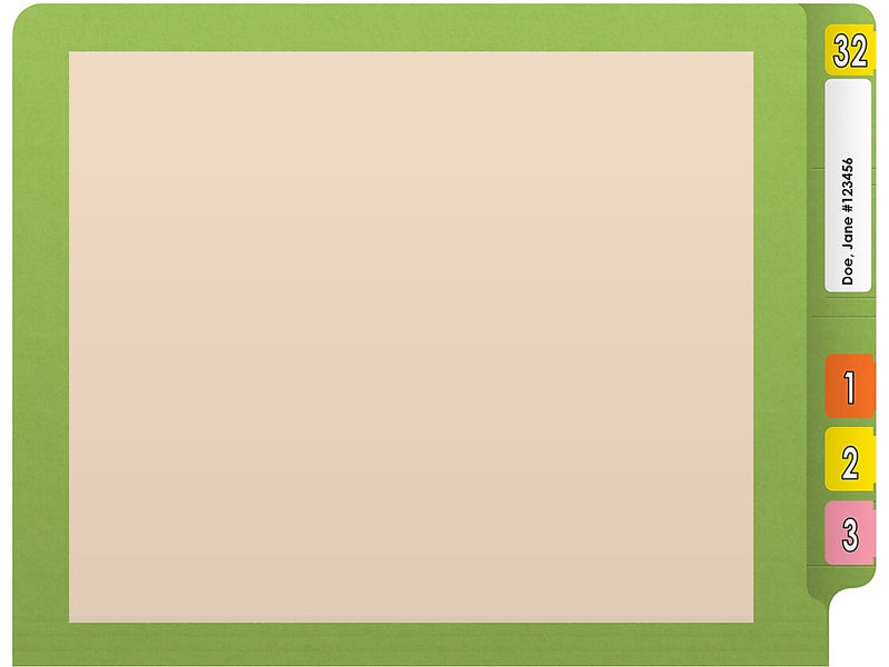 Medical Arts Press Reinforced End Tab File Folder, Straight-Cut, Letter Size, Manila/Green, 50/Box (S-09473-GRN)