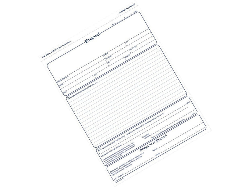 Adams 3-Part Carbonless Contractor Proposal Forms, 8.5" x 11.44", 50 Sets/Book (NC3819)