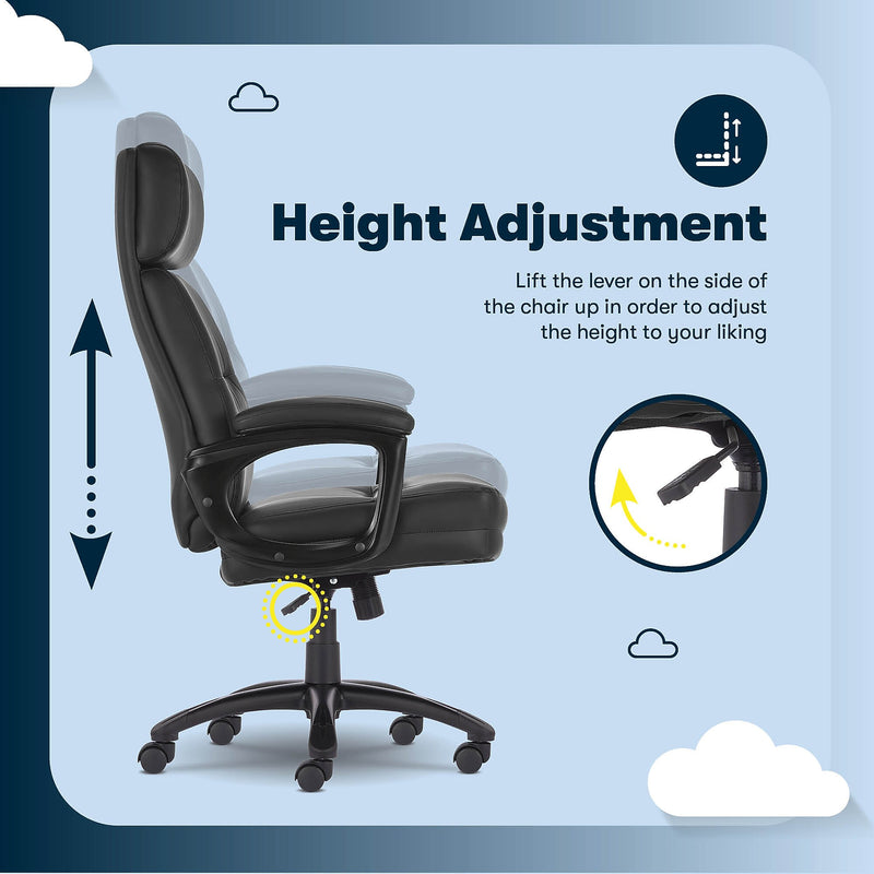 Serta Comfort Big & Tall Ergonomic Bonded Leather Swivel Executive Chair, Black (CHR10131A)